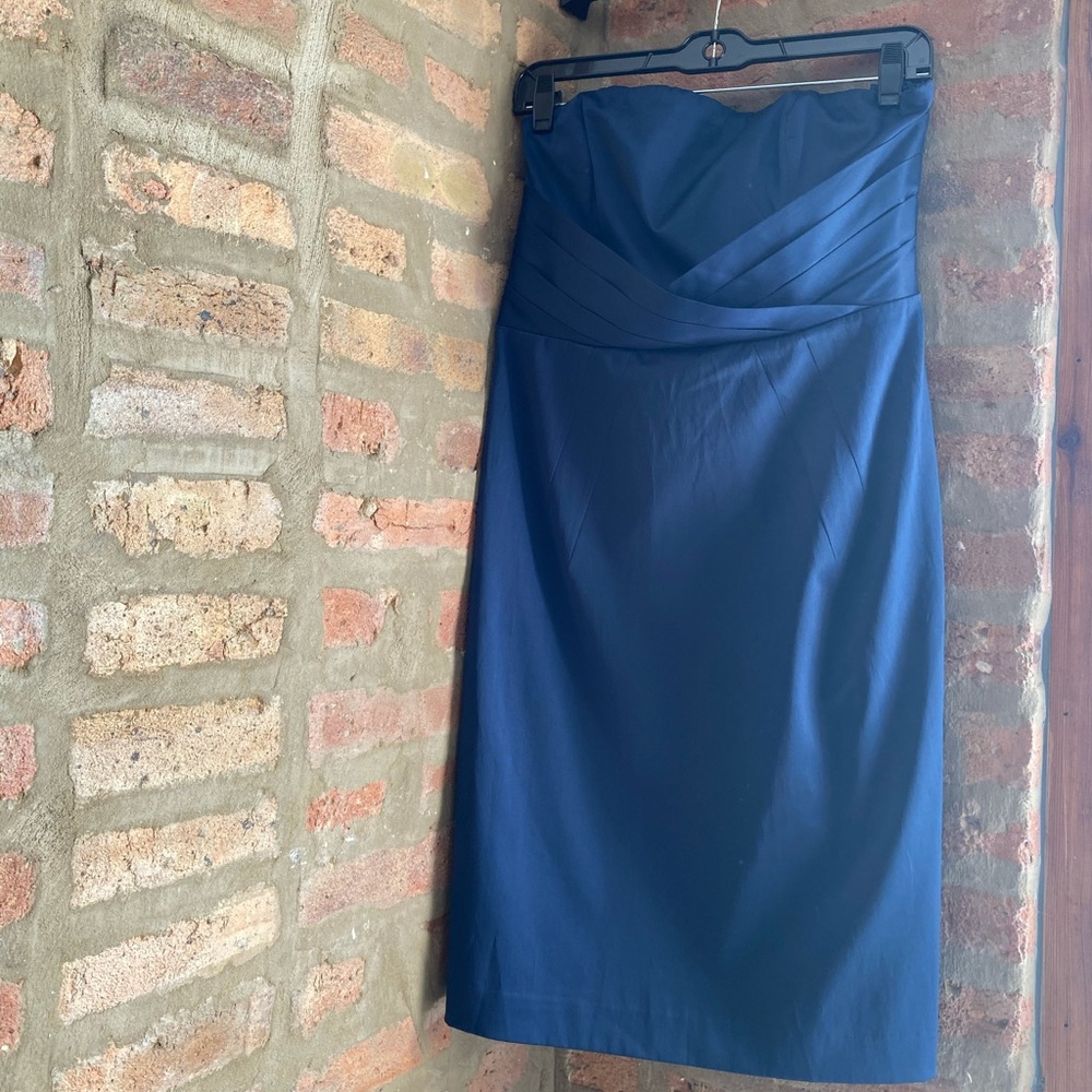 Banana Republic navy satin strapless dress
